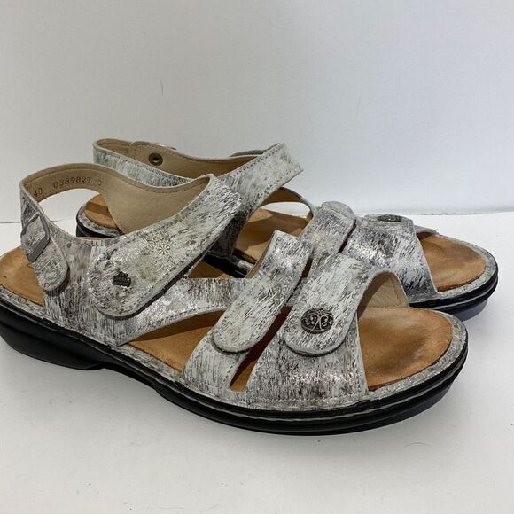 Finn Comfort Women's Gomera Soft Strappy Sandals In Silver Gray Size 40 - Picture 1 of 7